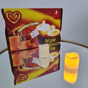 Vela color blanco crema pilas luz cálida caja x 24 und navidad farol