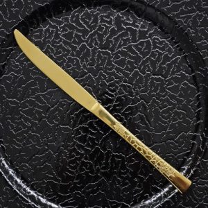 Juego set Cubierto cuchillo acero dorado x 6 menaje mesa